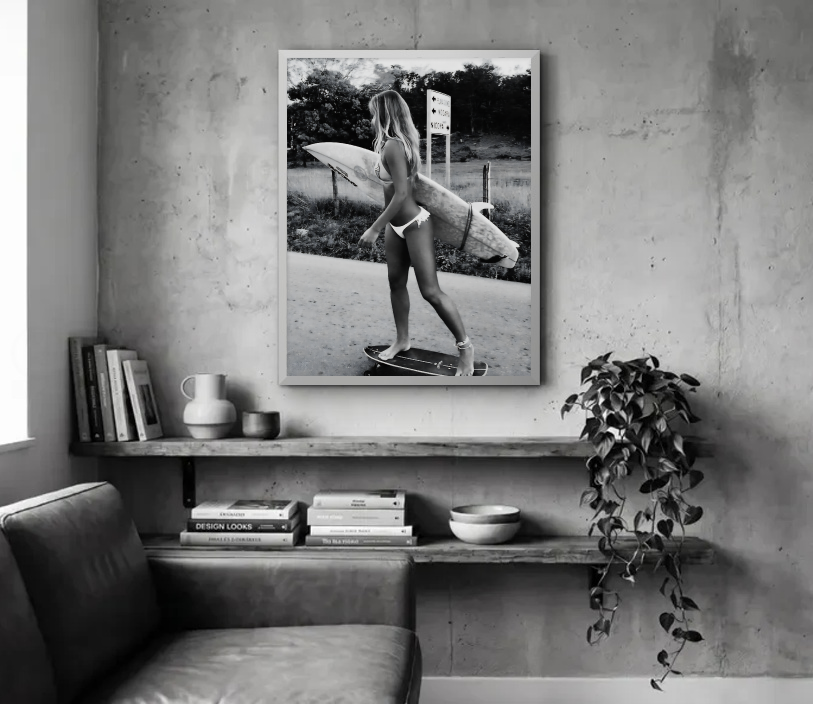Skateboarding Surfer Girl