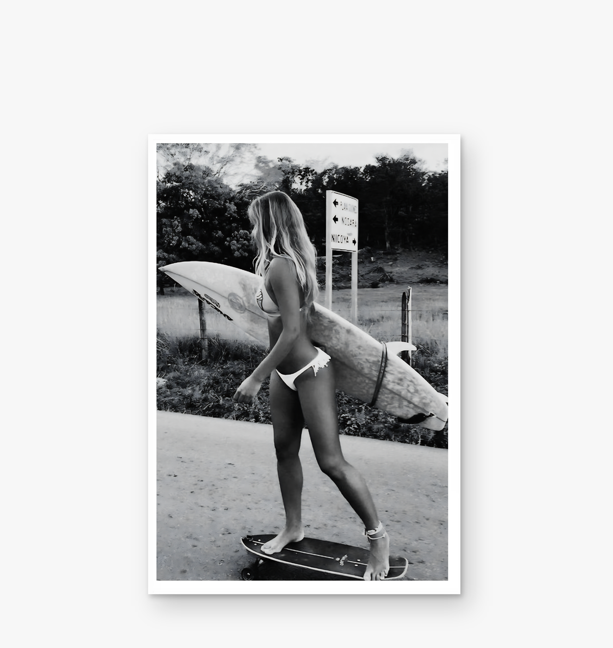 Skateboarding Surfer Girl Unframed
