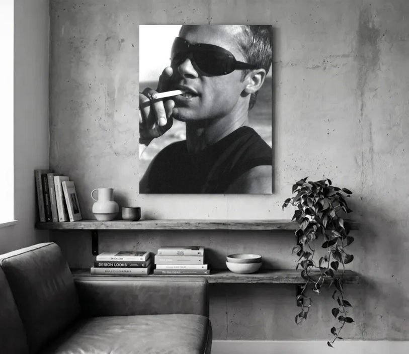 Sunglasses and Cigarettes Unframed in a room